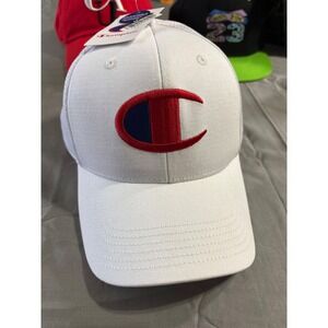 Champion Mens White Trucker Hat Embroidered Logo Snapback Mesh Cap One Size NEW
